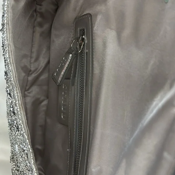 STAUD Tommy Beaded Flap Shoulder Bag (NWOT) - Silver Garden Party
